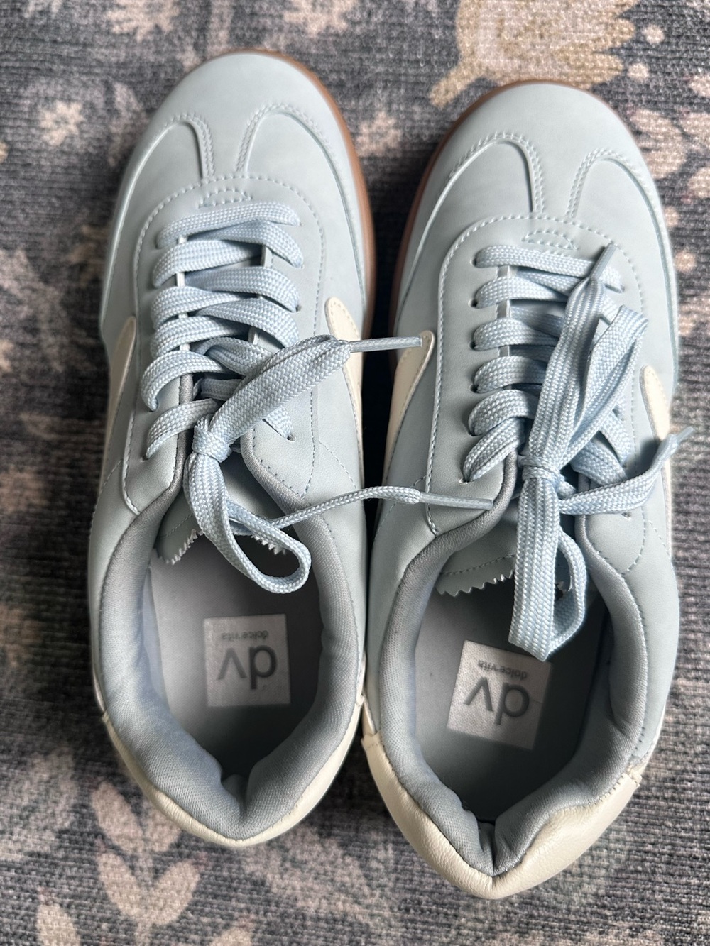 DV Dolce Vita Russo Light Blue Faux Leather Platform Sneakers Sz 8 - Picture 4 of 8